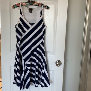Rugby knit blue& white stripe swing dress. Size L